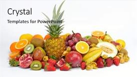  Presentation with tropical - Cool new slide deck with agriculture pineapple - fresh tropical fruits in studio backdrop and a sky blue colored foreground