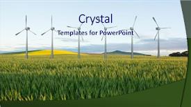  Presentation with wind turbines - Slide set featuring powering growth - digital composite image of wind background and a sky blue colored foreground