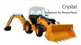  Presentation with industrial machine - Presentation design consisting of agriculture industrial development - yellow construction machine isolated background and a white colored foreground