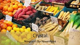  Presentation with agriculture - Slides having agriculture products - fruits and vegetables background and a yellow colored foreground