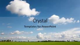  Presentation with green power - Presentation theme enhanced with agriculture radiation - country landscape green meadows cloudy background and a  colored foreground