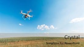  Presentation with agriculture robot - Slide deck enhanced with agriculture robot - white drone in hands background and a coral colored foreground