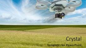  Presentation with agriculture drone - Beautiful PPT layouts featuring agriculture robots - 3d rendering of a drone backdrop and a gold colored foreground
