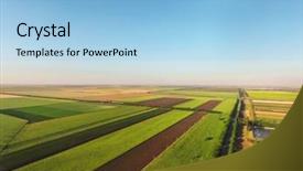  Presentation with agriculture robots - Amazing PPT theme having agriculture robots - beautiful fields on sunny day backdrop and a light blue colored foreground