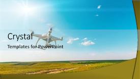  Presentation with colorful green corn field - Colorful presentation theme enhanced with agriculture robots - drone on green corn field backdrop and a  colored foreground