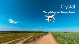  Presentation with corn field - Presentation theme featuring agriculture robots - drone on green corn field background and a  colored foreground