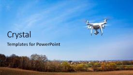  Presentation with drone technology green and black - Audience pleasing PPT theme consisting of agriculture robots - drone quad copter on green backdrop and a  colored foreground