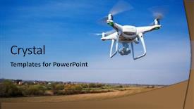  Presentation with agriculture robots - Audience pleasing slides consisting of agriculture robots - drone quad copter on green backdrop and a light blue colored foreground