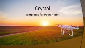  Presentation with corn field - Colorful slides enhanced with agriculture robots - drone quad copter on green backdrop and a light blue colored foreground