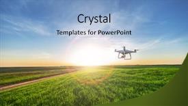  Presentation with agriculture drone - Audience pleasing slide deck consisting of agriculture robots - drone quad copter on green backdrop and a light blue colored foreground