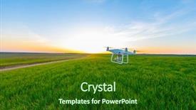  Presentation with agriculture robots - Presentation design enhanced with agriculture robots - drone quad copter on green background and a  colored foreground