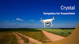  Presentation with agriculture drone - Presentation theme with agriculture robots - drone quad copter on green background and a  colored foreground