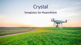  Presentation with agriculture drone - Cool new theme with agriculture robots - drone quad copter on green backdrop and a sky blue colored foreground