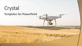  Presentation with agriculture robots - Presentation design consisting of agriculture robots - drone quad copter on green background and a white colored foreground