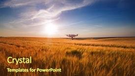  Presentation with agriculture drone - Amazing presentation theme having agriculture robots - drone quad copter on green backdrop and a tawny brown colored foreground