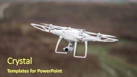  Presentation with drone green and black - Cool new presentation with agriculture robots - drone quad copter on green backdrop and a tawny brown colored foreground