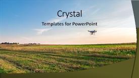  Presentation with agriculture drone - Presentation theme having agriculture robots - drone quad copter on green background and a light blue colored foreground