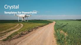 Presentation with corn field - Cool new presentation theme with agriculture robots - drone quad copter on green backdrop and a teal colored foreground