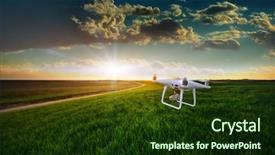  Presentation with corn field - Amazing slides having agriculture robots - drone quad copter on green backdrop and a tawny brown colored foreground