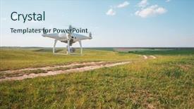  Presentation with agriculture robots - Theme consisting of agriculture robots - drone quad copter on green background and a sky blue colored foreground