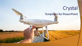  Presentation with drone green and black - Colorful PPT theme enhanced with agriculture robots - drone quad copter on green backdrop and a sky blue colored foreground