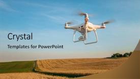  Presentation with drone - Beautiful PPT layouts featuring agriculture robots - drone quad copter on green backdrop and a light blue colored foreground