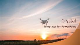  Presentation with agriculture drone - Slide deck consisting of agriculture robots - drone quad copter on green background and a lemonade colored foreground