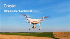  Presentation with agriculture robots - Presentation theme with agriculture robots - drone quad copter on yellow background and a  colored foreground