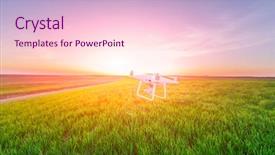  Presentation with corn field - Colorful PPT layouts enhanced with agriculture robots - drone quad copter on yellow backdrop and a lemonade colored foreground