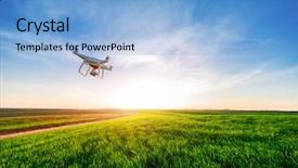  Presentation with agriculture drone - Audience pleasing theme consisting of agriculture robots - drone quad copter on yellow backdrop and a light blue colored foreground