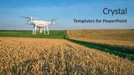  Presentation with corn field - Theme enhanced with agriculture robots - drone quad copter on yellow background and a light blue colored foreground