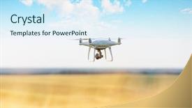  Presentation with corn field - Cool new PPT layouts with agriculture robots - drone quad copter on yellow backdrop and a cool aqua colored foreground