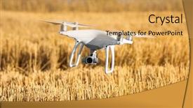  Presentation with modern agriculture - Amazing presentation theme having agriculture robots - modern quadcopter flying over field backdrop and a yellow colored foreground