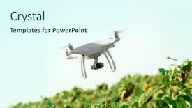  Presentation with quadcopter - Amazing slides having agriculture robots - modern quadcopter flying over field backdrop and a cool aqua colored foreground