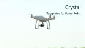  Presentation with modern agriculture - Beautiful PPT theme featuring agriculture robots - modern quadcopter flying over field backdrop and a cool aqua colored foreground