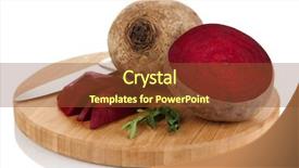  Presentation with beetroot - Theme having agriculture sugar beets - sliced beetroot on board isolated background and a tawny brown colored foreground