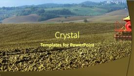  Presentation with agriculture field - Presentation theme having agriculture-tractor-sowing-seeds background and a tawny brown colored foreground