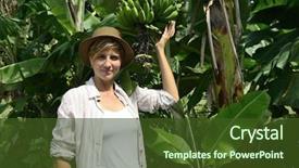  Presentation with plantation - PPT layouts consisting of agriculture woman visiting banana plantation background and a tawny brown colored foreground