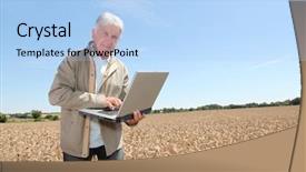  Presentation with agronomist - Slides having agronomist in wheat field with laptop computer background and a light blue colored foreground