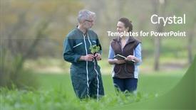  Presentation with agricultural engineering - Amazing presentation theme having agronomist walking in agricultural backdrop and a gray colored foreground
