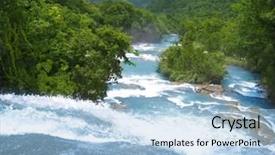  Presentation with blue water - Cool new PPT theme with agua azul waterfalls blue water backdrop and a light blue colored foreground