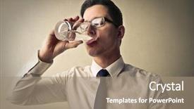  Presentation with drinking water - Audience pleasing presentation theme consisting of agua potable - businessman drinking water backdrop and a  colored foreground