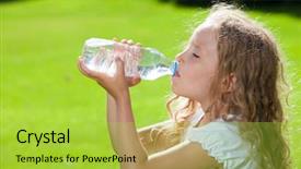  Presentation with drinking water - Audience pleasing slide deck consisting of agua potable - child drinking water girl outdoors backdrop and a yellow colored foreground