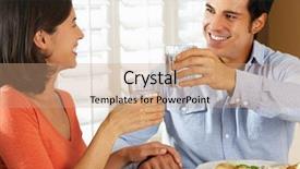  Presentation with broken home upset couple - Colorful presentation enhanced with agua potable - couple enjoying meal at home backdrop and a coral colored foreground