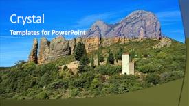  Presentation with nature village - PPT theme consisting of aguero-village-at-the-foot background and a cobalt blue colored foreground