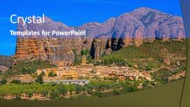  Presentation with nature village - Presentation with aguero-village-at-the-foot background and a cobalt blue colored foreground