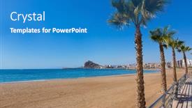  Presentation with mediterranean - Presentation theme consisting of aguilas-beach-murcia-levante-bay background and a teal colored foreground