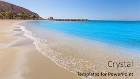  Presentation with beach - Slides featuring aguilas-beach-murcia-poniente-bay background and a coral colored foreground