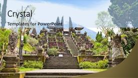  Presentation with bali temple - Audience pleasing PPT theme consisting of agung besakih complex temple backdrop and a light blue colored foreground