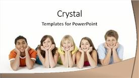  Presentation with diverse group of children reading - Slide set having year ahead - group of five young children background and a white colored foreground